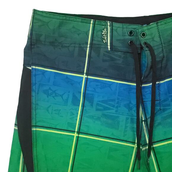 Salt Life Men's Vapor Stretch Board Shorts Size 36 SLX-QD Green Summer Beachy - Picture 4 of 13